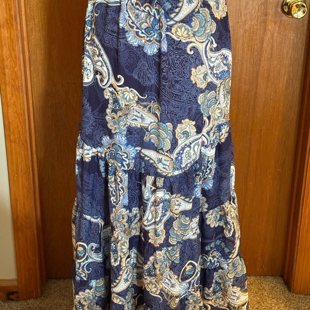 Miami Blue and White Paisley Skirt